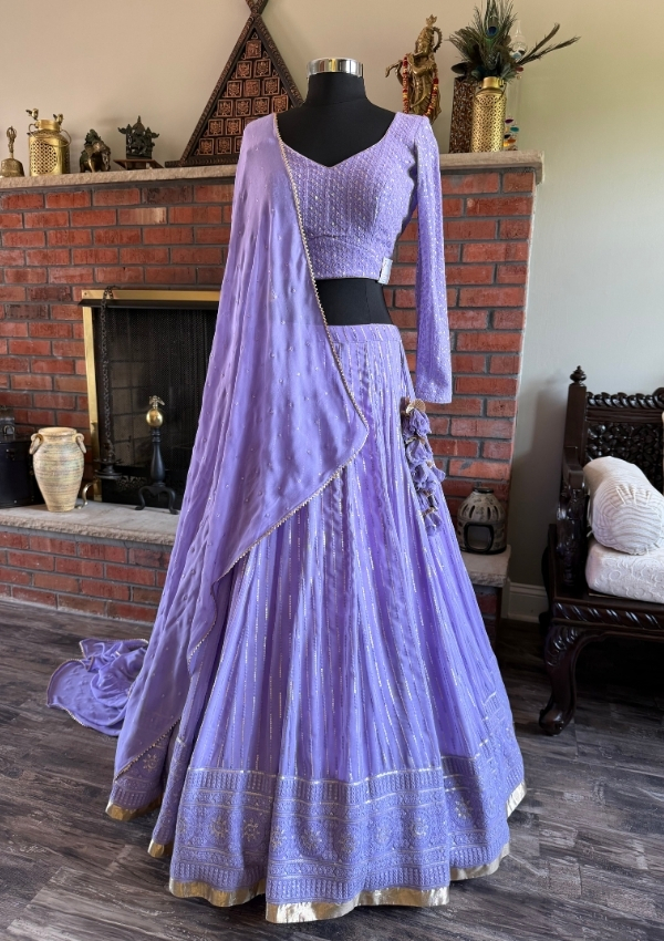 Lavender Chikankari Lehenga Set